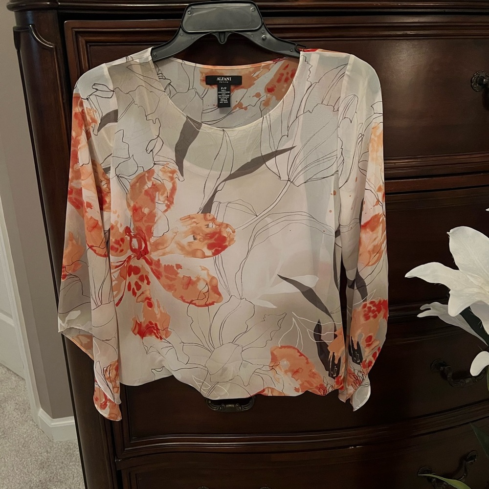 Alfani Multi-color Blouse with Cami Liner, Size P/P (Equiv to 0-2)